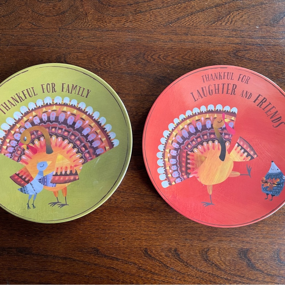 Pottery Barn Thankful Turkey Plate Set